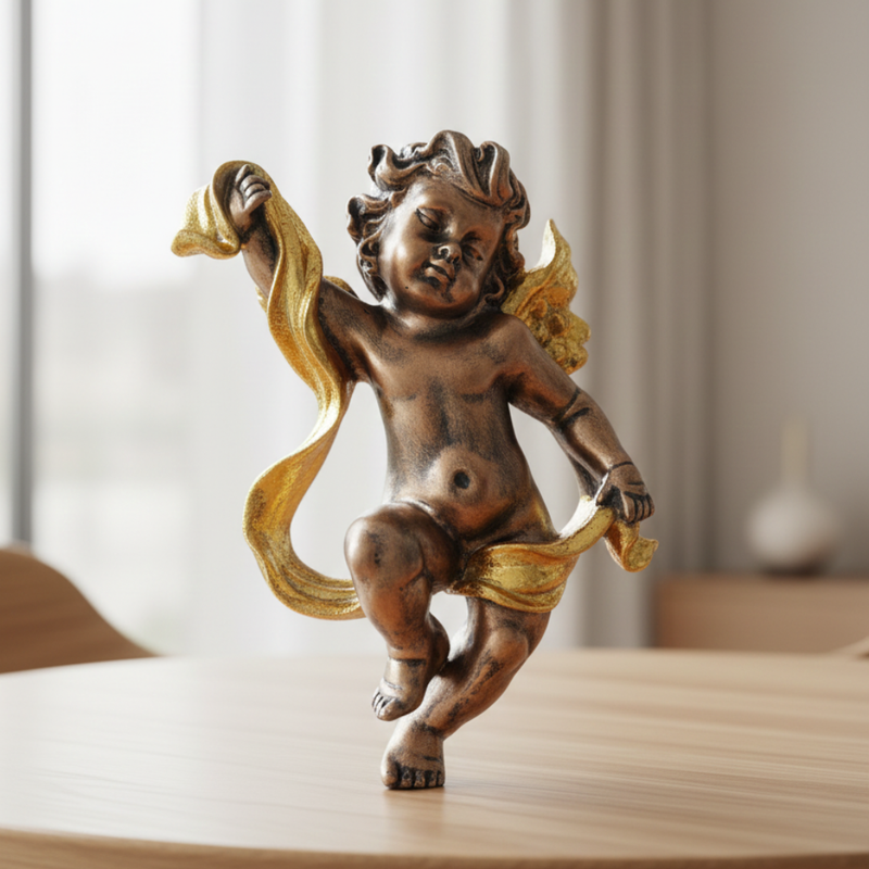 Antique Finish Cherub Idol – Premium Angel Figurine for Home & Gift Décor