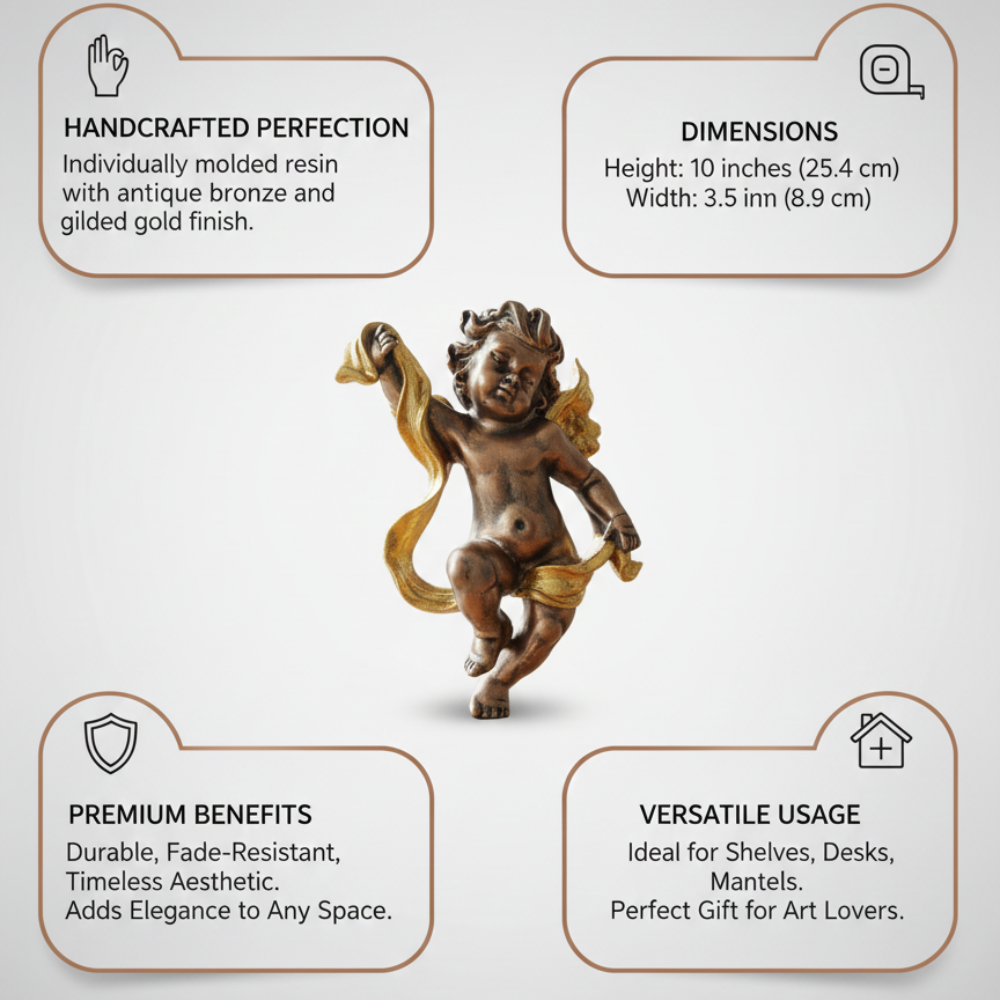Antique Finish Cherub Idol – Premium Angel Figurine for Home & Gift Décor