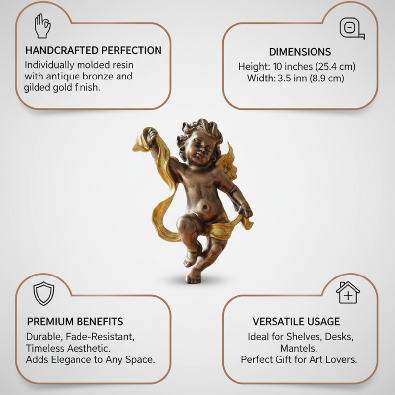 Antique Finish Cherub Idol – Premium Angel Figurine for Home & Gift Décor