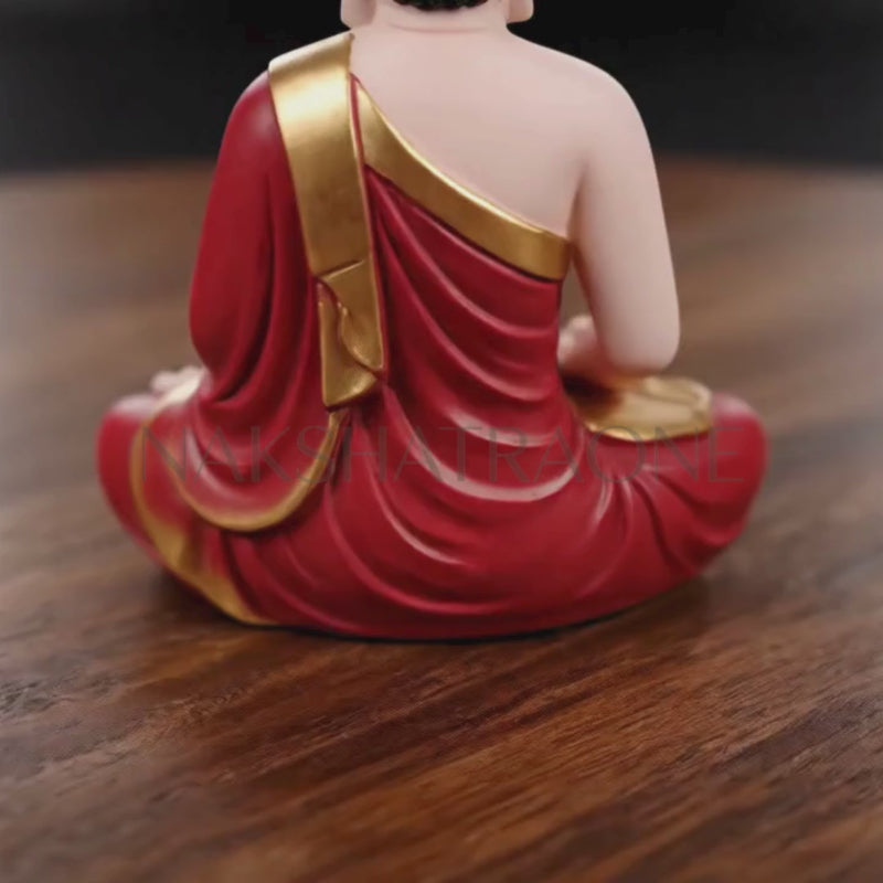 Mehroon & Gold Buddha Statue