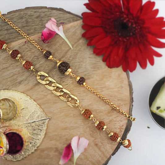 Gold Plated Rudraksha Chain Bracelet & Rudraksha Beads chain Bracelet Nakshatra one